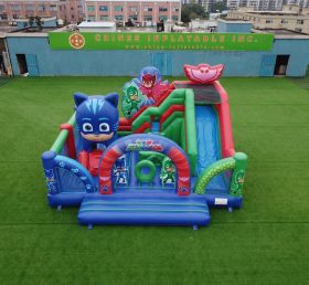 T2-8898 Castello Gonfiabile Tema PJ Masks con Scivolo