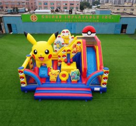 T2-8899 Castello Gonfiabile a Tema Pokémon con Scivolo