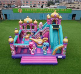 T2-8908 Castello Gonfiabile a Tema Shimmer & Shine con Scivolo