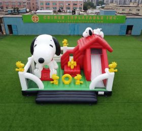 T2-8910 Castello Gonfiabile a Tema Snoopy con Scivolo