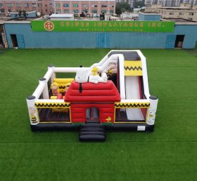 T2-8911 Castello Gonfiabile a Tema Snoopy con Scivolo