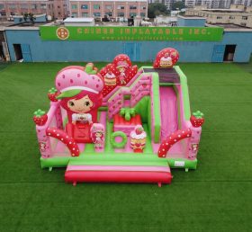 T2-8916 Castello Gonfiabile a Tema Strawberry Shortcake con Scivolo