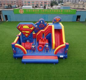 T2-8917 Castello Gonfiabile a Tema Superman con Scivolo