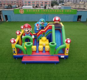 T2-8918 Castello Gonfiabile a Tema Super Mario con Scivolo