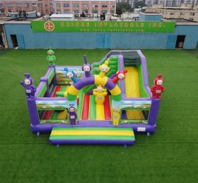 T2-8919 Castello Gonfiabile a Tema Teletubbies con Scivolo