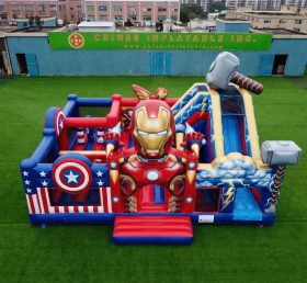 T2-8920 Castello Gonfiabile a Tema Avengers con Scivolo
