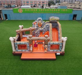 T2-8921 Castello Gonfiabile con Scivolo a Tema I Flintstones