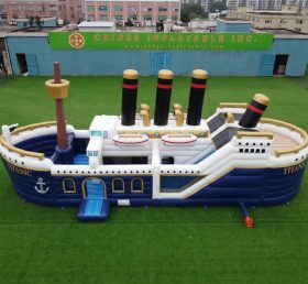 T2-8930 Castello Gonfiabile a Tema Titanic con Scivolo