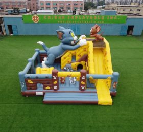 T2-8931 Castello Gonfiabile a Tema Tom e Jerry con Scivolo