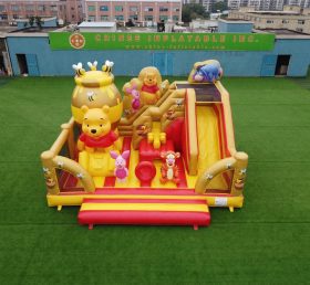 T2-8934 Castello Gonfiabile a Tema Winnie the Pooh con Scivolo