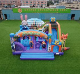 T2-8935 Castello Gonfiabile a Tema Zootropolis con Scivolo