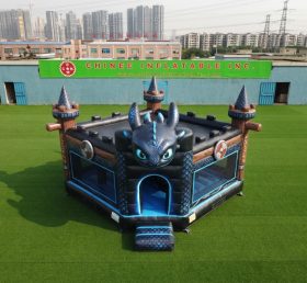T5-3256 Castello Gonfiabile a Tema Dragon Trainer