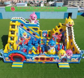 T6-6879 Parco Giochi Gonfiabile a Tema Baby Shark