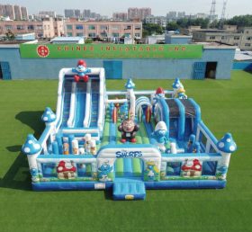 T6-7136 Parco Giochi Gonfiabile a Tema Puffi