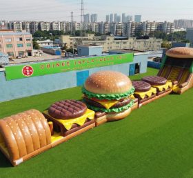 T7-4559 Percorso a ostacoli gonfiabile a tema hamburger