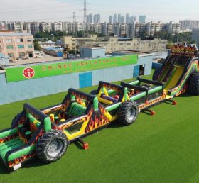 T7-4590 Percorso a Ostacoli Gonfiabile a Tema Monster Trucks