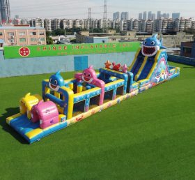 T7-4861 Percorsi a ostacoli gonfiabili a tema Baby Shark