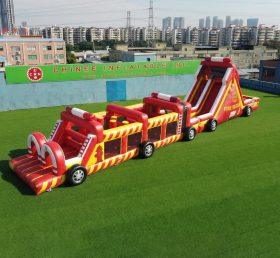 T7-4907 Percorsi a ostacoli gonfiabili a tema camion dei pompieri