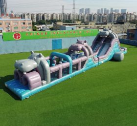T7-4921 Percorsi a ostacoli gonfiabili a tema ippopotamo