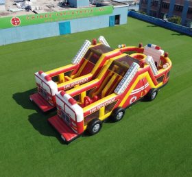 T7-5072 Percorsi a ostacoli gonfiabili a tema camion dei pompieri