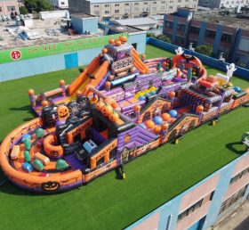 T7-5196 Percorso a Ostacoli Gonfiabile Gigante a Tema Halloween Corsa Avvincente