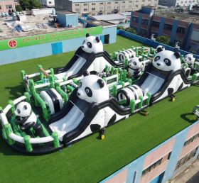 T7-5200 Percorso a Ostacoli Gonfiabile Gigante a Tema Panda Corsa Avventurosa