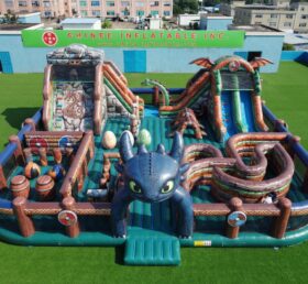 GF3-1468 Parco Giochi Gonfiabile a Tema Dragon Trainer