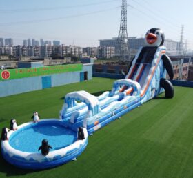 GS2-168 Scivolo d’acqua gigante gonfiabile a tema pinguino