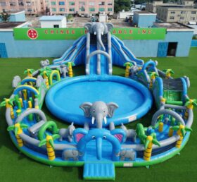 Pool3-870 Parco Acquatico Gonfiabile a Tema Elefante