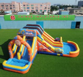 T8-6110 Scivolo d'acqua gonfiabile a tema Blippi Wonders