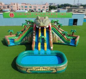 T8-6129 Scivolo d’acqua gonfiabile a tema coccodrillo