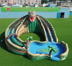 T8-6130 Scivolo d’Acqua Gonfiabile a Tema Coccodrillo