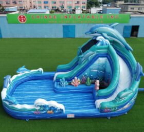 T8-6133 Scivolo d’acqua gonfiabile a tema delfino