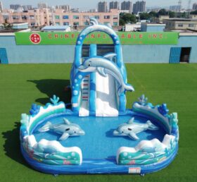 T8-6134 Scivolo d'acqua gonfiabile a tema delfino