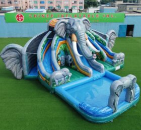 T8-6144 Scivolo d'acqua gonfiabile a tema elefante