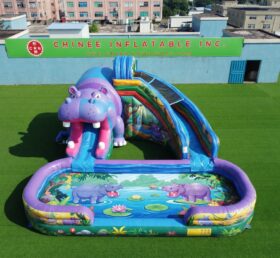 T8-6155 Scivolo d’Acqua Gonfiabile a Tema Ippopotamo