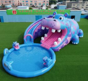 T8-6156 Scivolo d’acqua gonfiabile a tema ippopotamo