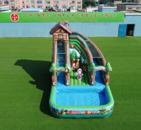 T8-6170 Scivolo d'acqua gonfiabile a tema Masha e Orso