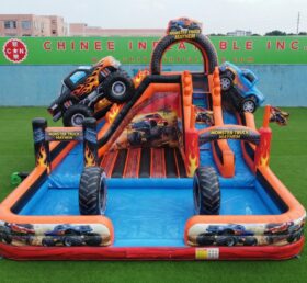 T8-6173 Scivolo d’acqua gonfiabile a tema Monster Trucks