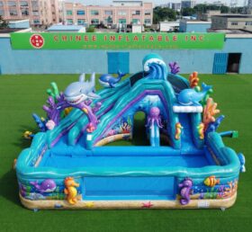 T8-6178 Scivolo d’acqua gonfiabile a tema oceanico