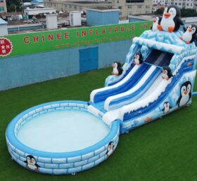 T8-6186 Scivolo d’Acqua Gonfiabile a Tema Pinguino