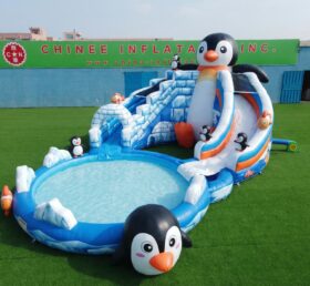 T8-6187 Scivolo d'acqua gonfiabile a tema pinguino