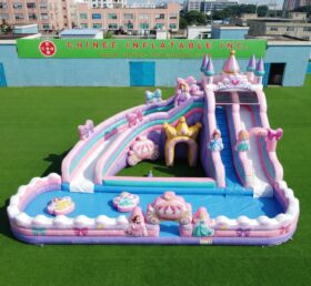 T8-6196 Scivolo d’acqua gonfiabile a tema feste delle principesse