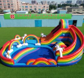 T8-6198 Scivolo d’acqua gonfiabile a tema arcobaleno
