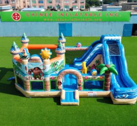 T2-8987 Combinato Gonfiabile a Tema Moana con Scivolo