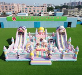 T2-8995 Castello Gonfiabile Combinato a Tema Pop Mart con Doppie Scivolate