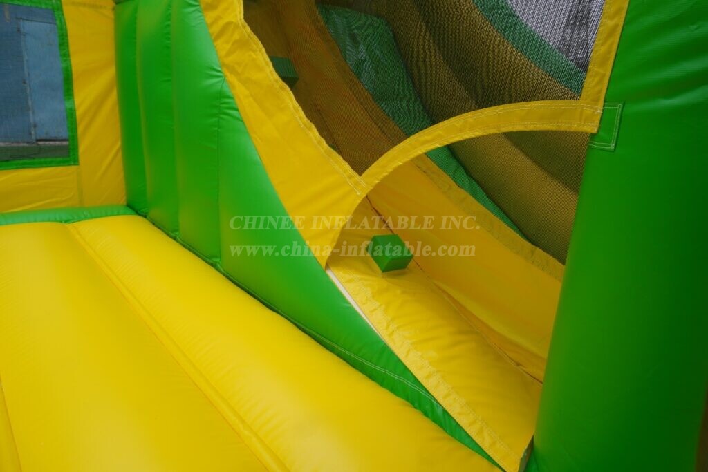 T5-682G Green Yellow Inflatable Combo Bounce House with Slide