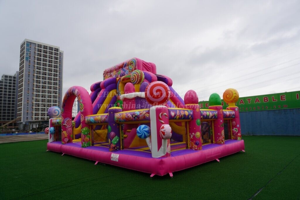 T6-8488B Candy-Themed Inflatable Fun City Slide Combo
